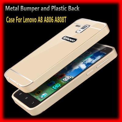 Други Бъмпъри за телефони Луксозен алуминиев бъмпър с твърд гръб за LENOVO Golden Warior A8 A806 / A808T златист